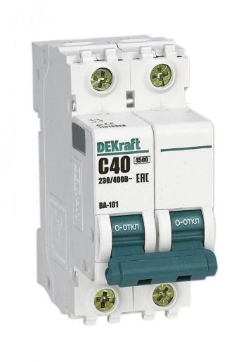 Изображение Выключатель автоматический модульный 2п C 40А 4.5кА ВА-101 DEKraft 11070DEK