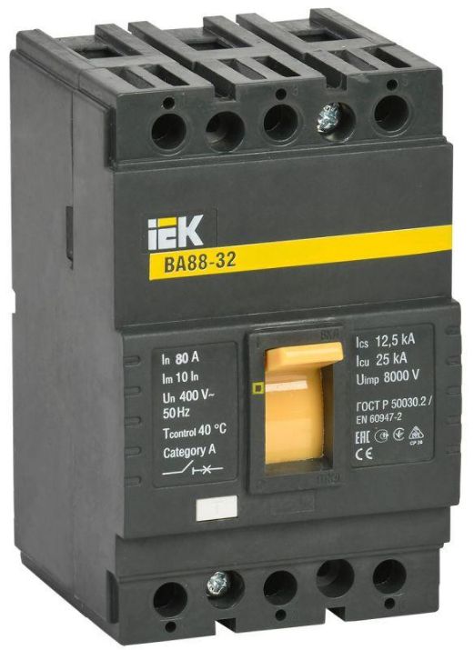 Изображение Выключатель автоматический 3п 80А 25кА ВА 88-32 IEK SVA10-3-0080