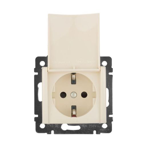 Изображение Розетка 1-м СП Valena 16А IP21 2P+E с заземл. защ. шторки с крышкой винты механизм сл. кость Leg 774322
