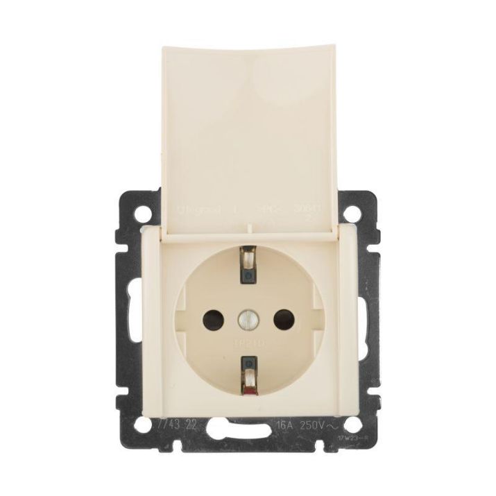 Изображение Розетка 1-м СП Valena 16А IP21 2P+E с заземл. защ. шторки с крышкой винты механизм сл. кость Leg 774322