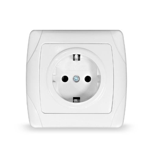 Изображение Розетка 1-м СП Маргарита 16А IP20 с заземл. бел. UNIVersal М0028