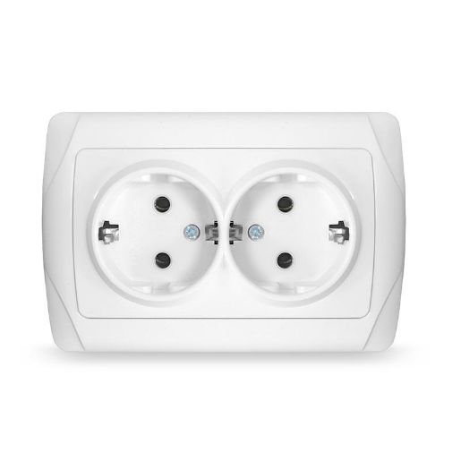 Изображение Розетка 2-м СП Маргарита 16А IP20 с заземл. бел. UNIVersal М0128