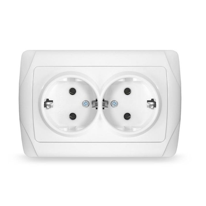 Изображение Розетка 2-м СП Маргарита 16А IP20 с заземл. бел. UNIVersal М0128