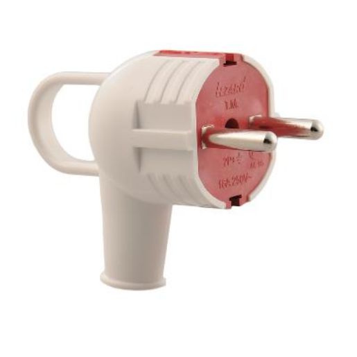 Изображение Вилка Accessories с заземл. с ручкой бел./красн. LEZARD 715-0201-602