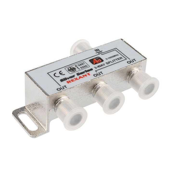 Изображение Делитель ТВ "краб" х3+4шт.F "BOX" 5-1000 МГц "Silver" Rexant 05-6102