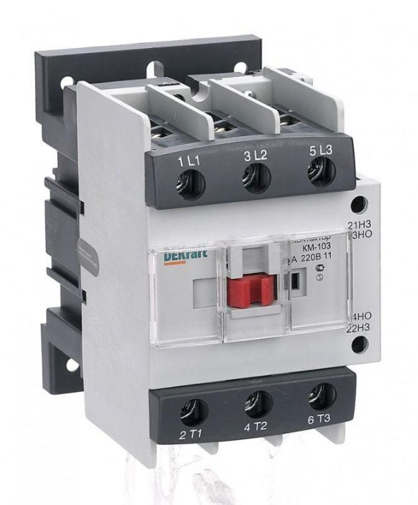 Изображение Контактор КМ-103 95А 220В AC3 1НО+1НЗ DEKraft 22148DEK