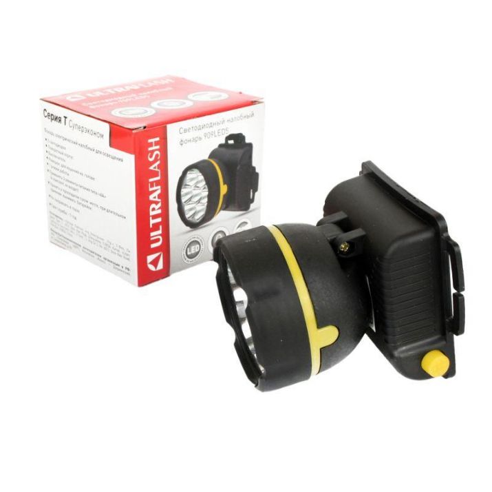 Изображение Фонарь налобный 909LED5 (5LED 1 режим; 3хR6 черн.) Ultraflash 11781