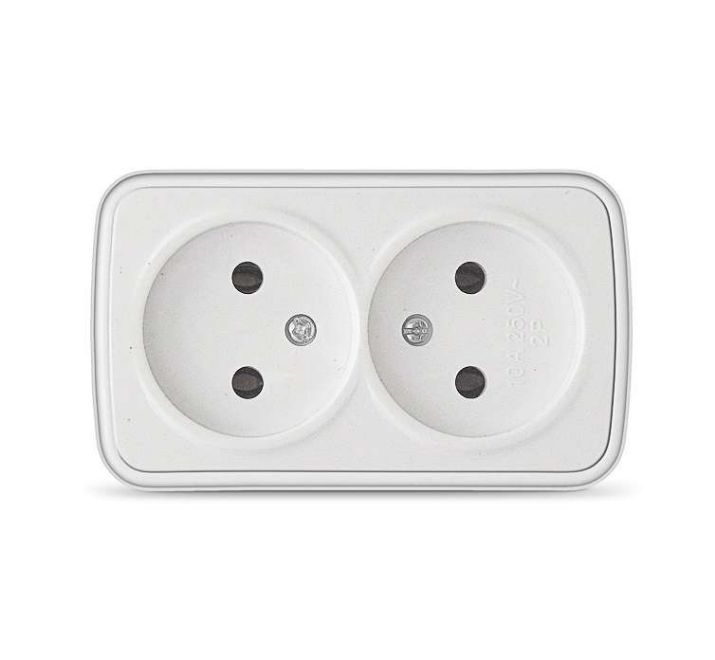 Изображение Розетка 2-м ОП Электра 16А IP20 без заземл. бел. Союз 0024