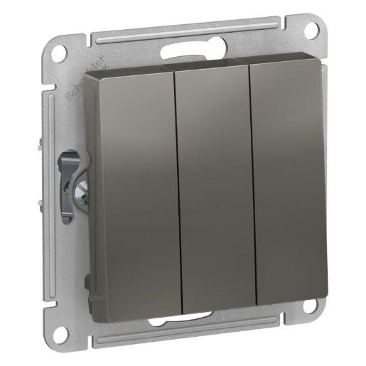Изображение Выключатель 3-кл. СП AtlasDesign 10А IP20 (сх. 1+1+1) 10AX механизм сталь SE ATN000931