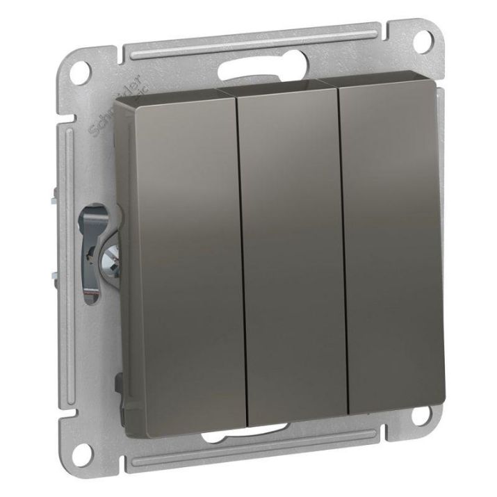 Изображение Выключатель 3-кл. СП AtlasDesign 10А IP20 (сх. 1+1+1) 10AX механизм сталь SE ATN000931