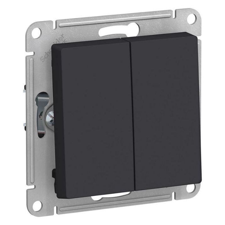 Изображение Переключатель проходной 2-кл. СП AtlasDesign 10А IP20 (сх. 6/2) 10AX механизм карбон SE ATN001065