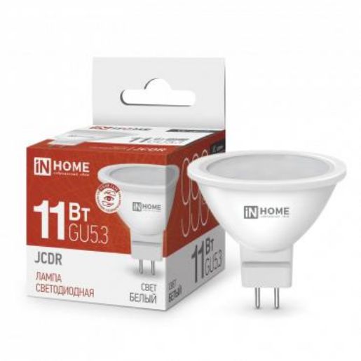 Изображение Лампа светодиодная LED-JCDR-VC 11Вт рефлектор 4000К нейтр. бел. GU5.3 990лм 230В IN HOME 4690612020358