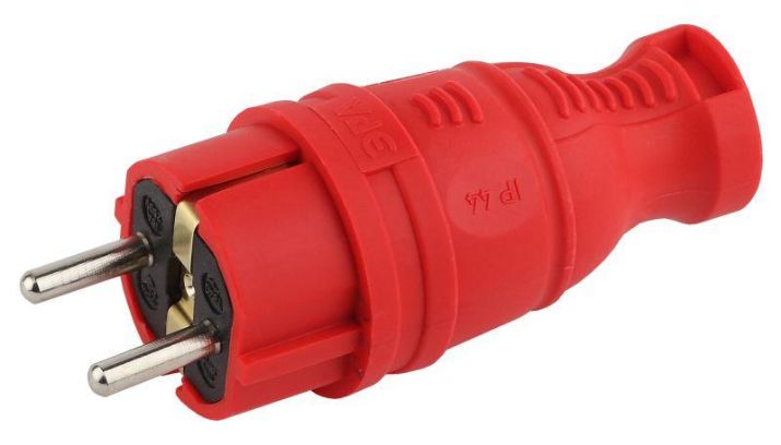 Изображение Вилка прямая V8-RED-IP44 16А IP44 з/з каучук красн. Эра Б0044547