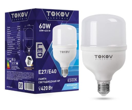 Изображение Лампа светодиодная 60Вт HP 6500К Е40/Е27 176-264В TOKOV ELECTRIC TKE-HP-E40/E27-60-6.5K