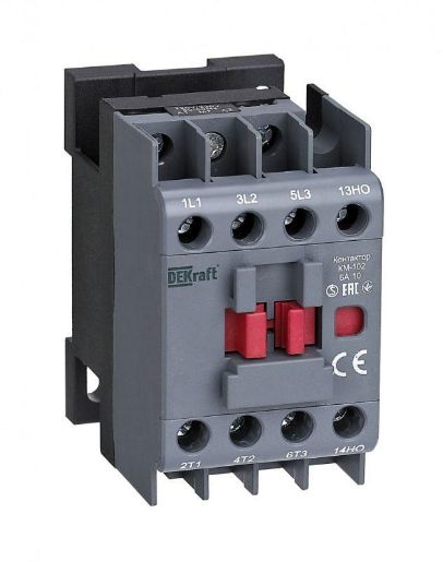 Изображение Контактор КМ-102 6А 220В/230В AC3 AC4 1НО DEKraft 22061DEK