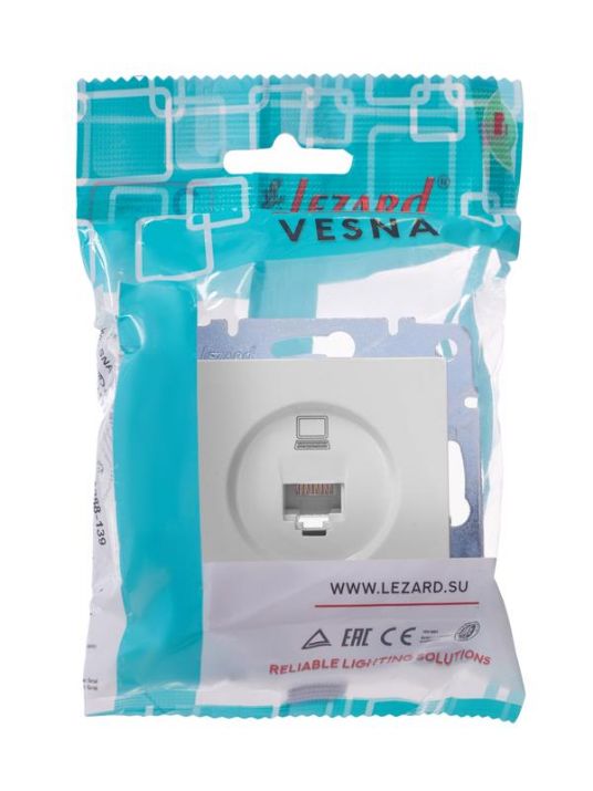 Изображение Розетка компьютерная 1-м СП Vesna механизм бел. LEZARD 742-0288-139