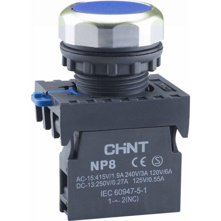 Изображение Кнопка управления NP8-10BN/6 без подсветки син. 1НО IP65 (R) CHINT 578645