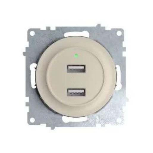 Изображение Розетка USB 2-м СП Florence 16А IP20 с подсветкой механизм беж. 1E10351301 OneKeyElectro 2260090