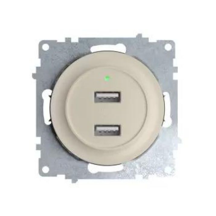 Изображение Розетка USB 2-м СП Florence 16А IP20 с подсветкой механизм беж. 1E10351301 OneKeyElectro 2260090
