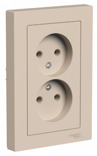 Изображение Розетка 2-м. AtlasDesign 16А без заземл. в сборе песочн. SE ATN001220