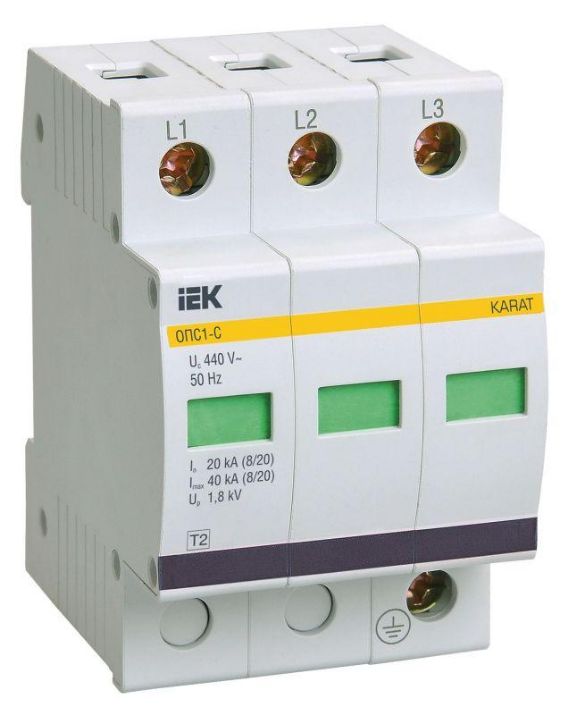 Изображение Ограничитель перенапряжения ОПС1-C 3P IEK MOP20-3-C