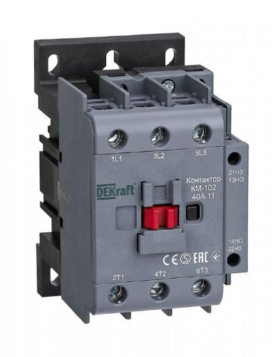 Изображение Контактор КМ-102 3п 40А 1НО+1НЗ 230В AC DEKraft 22006DEK