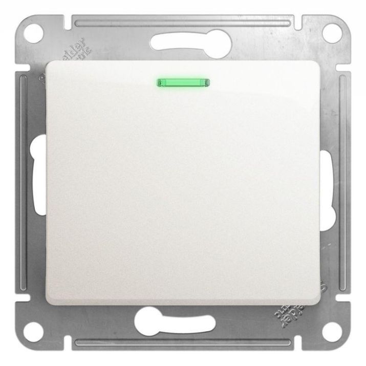 Изображение Выключатель 1-кл. СП Glossa 10А IP20 (сх. 1а) 10AX с подсветкой механизм перламутр. SE GSL000613