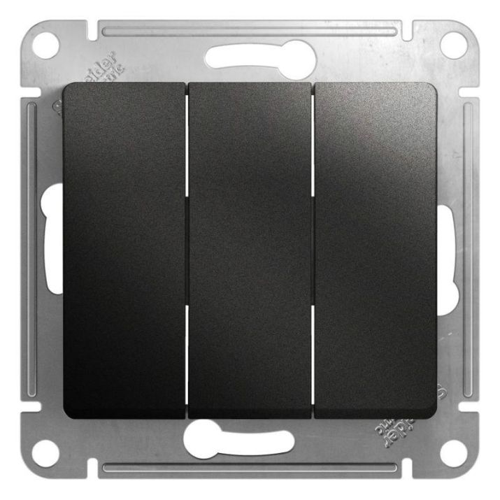 Изображение Выключатель 3-кл. СП Glossa 10А IP20 (сх. 1+1+1) 10AX механизм антрацит SE GSL000731