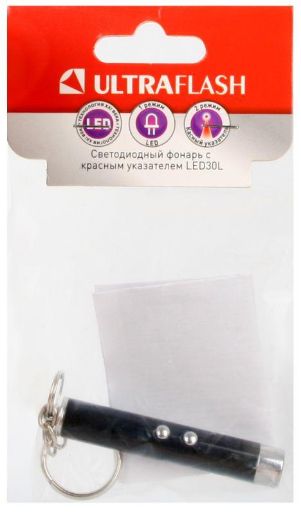 Изображение Фонарь LED30L (1LED+лазерная указка 3хAG3 блист-пакет черн.) Ultraflash 12325