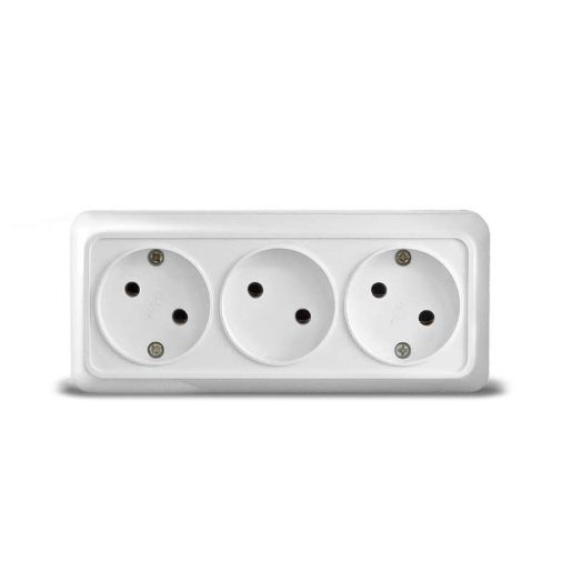 Изображение Розетка 3-м ОП Олимп 16А IP20 без заземл. бел. UNIVersal 1160