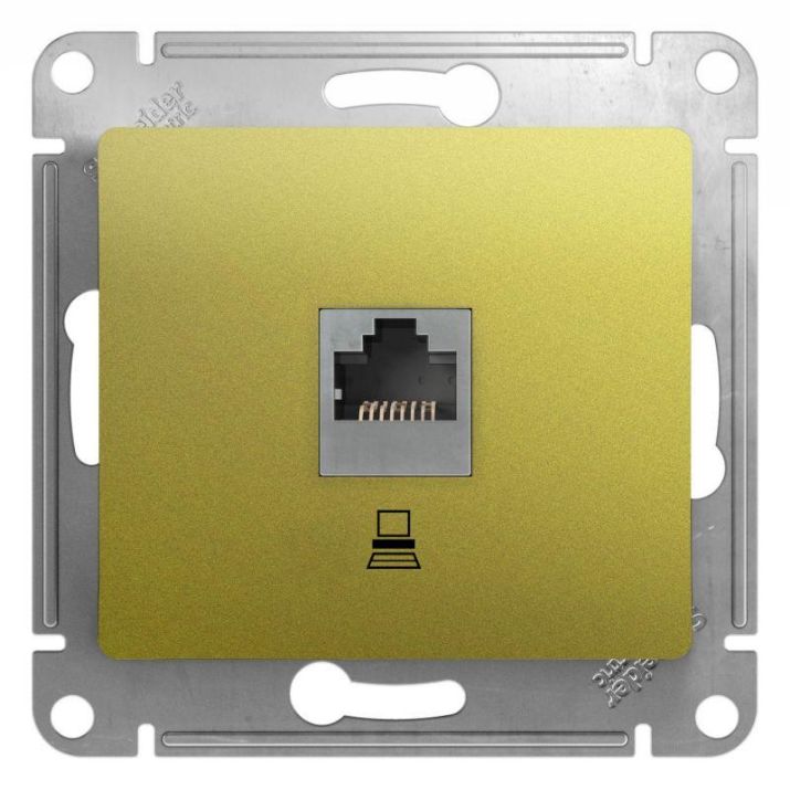 Изображение Розетка компьютерная 1-м Glossa RJ45 кат.5E механизм фисташк. SE GSL001081K