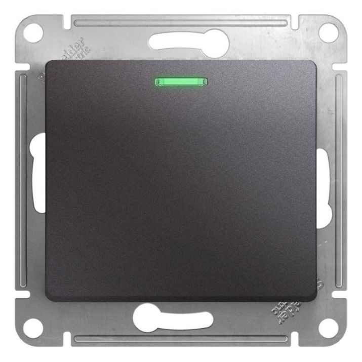 Изображение Выключатель 1-кл. СП Glossa 10А IP20 (сх. 1а) 10AX с подсветкой механизм графит SE GSL001313