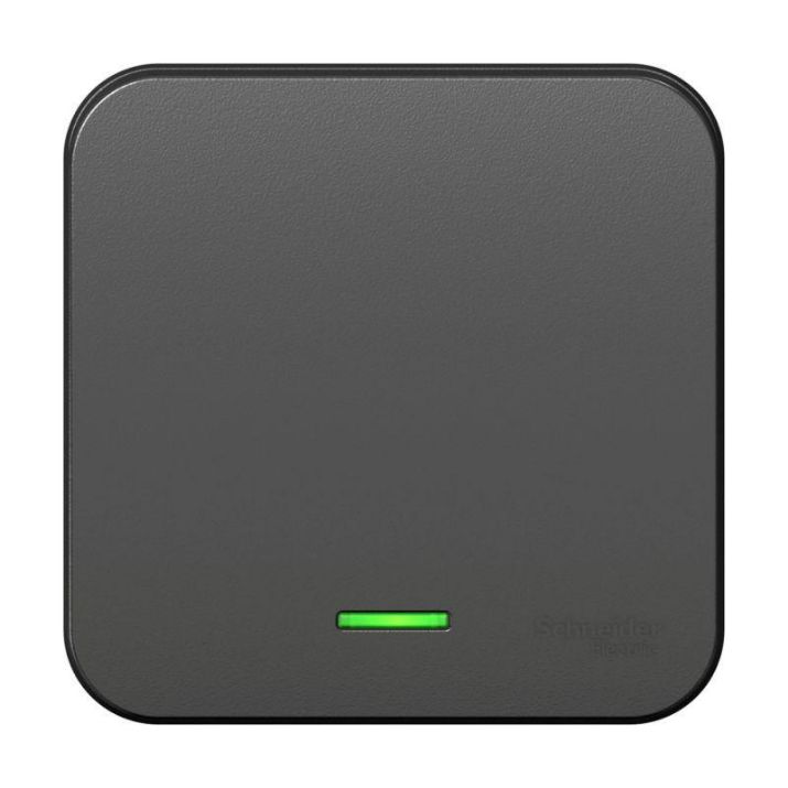 Изображение Выключатель 1-кл. ОП Blanca 10А IP20 (сх. 1) 250В с подсветкой с изолир. пластиной антрацит SE BLNVA101116