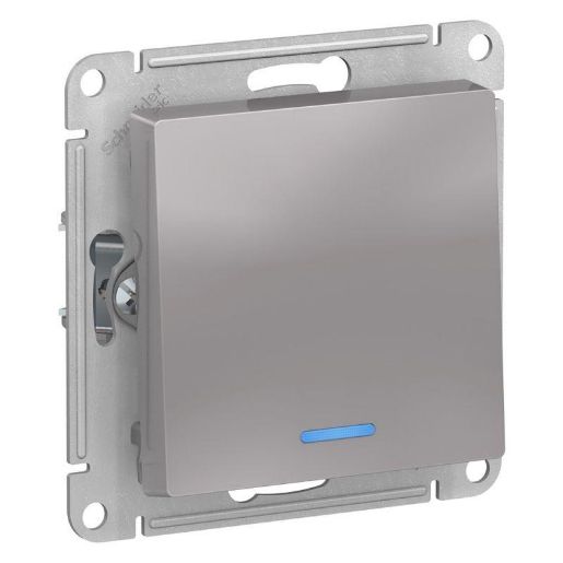 Изображение Выключатель 1-кл. СП AtlasDesign 10А IP20 (сх. 1а) 10AX с подсветкой механизм алюм. SE ATN000313