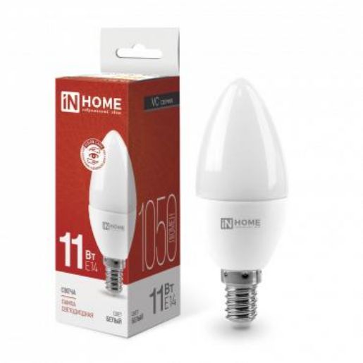 Изображение Лампа светодиодная LED-СВЕЧА-VC 11Вт свеча 4000К нейтр. бел. E14 1050лм 230В IN HOME 4690612020471