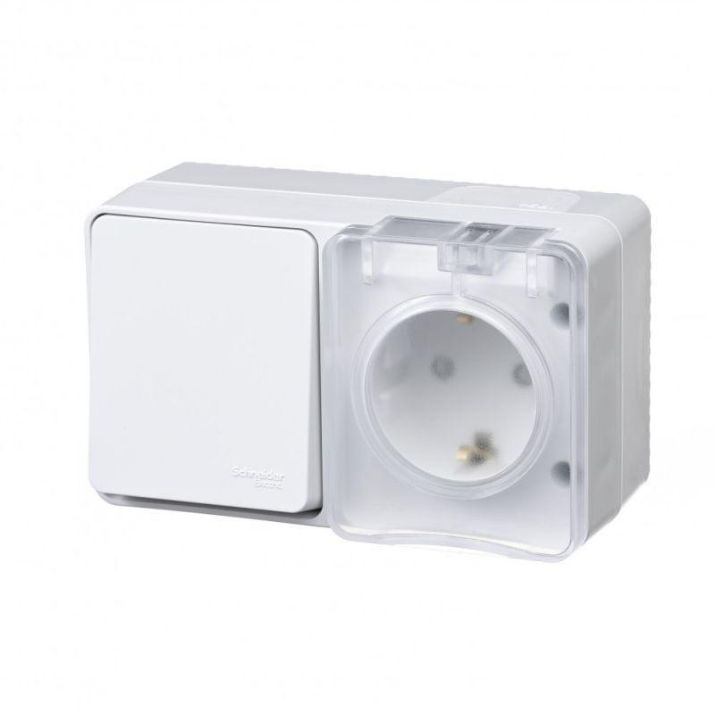 Изображение Блок ОП AtlasDesign Profi54 (розетка 16А 250В с заземл. защ. шторки + 1-кл. выкл. 10А) IP54 бел. SE ATN540170