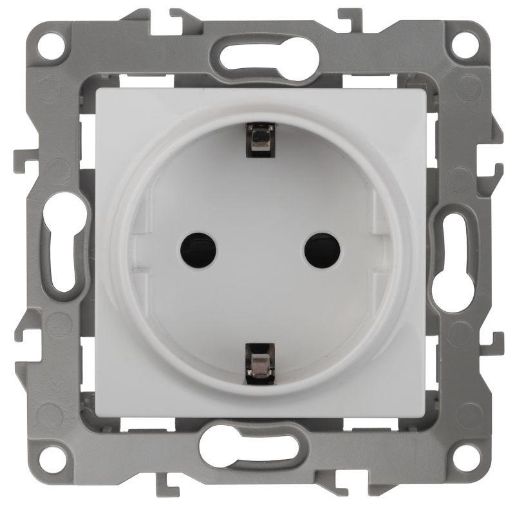 Изображение Розетка 1-м СП Эра12 12-2101-01 16А IP20 16AX 250В 2P+E Schuko механизм бел. Эра Б0014675