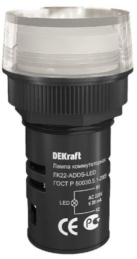 Изображение Лампа коммутационная ADDS ЛК-22 d22мм 220В бел. LED DEKraft 25001DEK