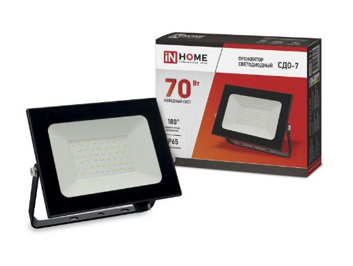 Изображение Прожектор светодиодный СДО-7 70Вт 6500К IP65 6300лм 230В черн. IN HOME 4690612034645