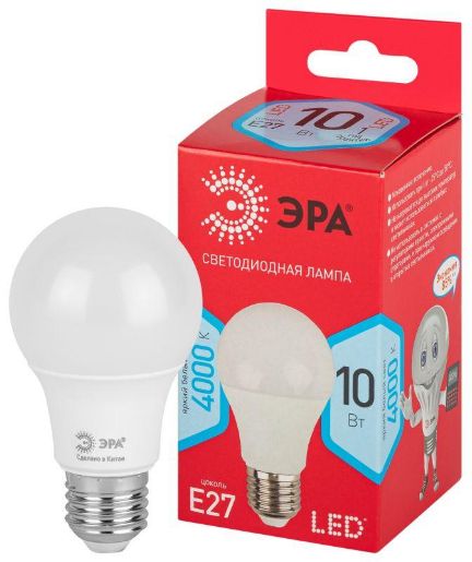 Изображение Лампа светодиодная RED LINE LED A60-10W-840-E27 R 10Вт A60 груша 4000К нейтр. бел. E27 Эра Б0049635