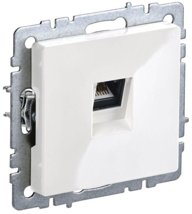 Изображение Розетка компьютерная СП RJ45 кат.5E BRITE РК10-БрБ бел. IEK BR-K10-1-K01