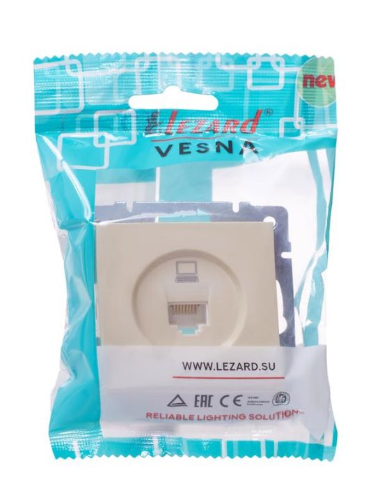 Изображение Розетка компьютерная 1-м СП Vesna механизм крем. LEZARD 742-0388-139