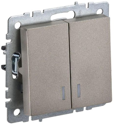 Изображение Выключатель 2-кл. СП BRITE ВС10-2-1-БрШ 10А с инд. шампань IEK BR-V20-1-10-K37
