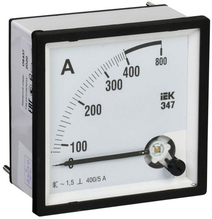 Изображение Амперметр Э47 72х72мм 400/5А кл. точн. 1.5 IEK IPA10-6-0400-E