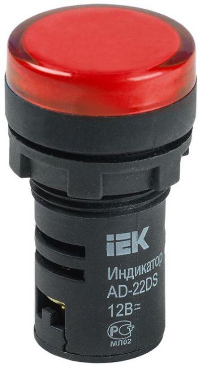 Изображение Лампа светосигнальная AD22DS d22мм 12В AC/DC красн. IEK BLS10-ADDS-012-K04