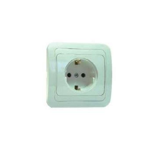 Изображение Розетка 1-м СП Mimoza 16А IP20 с заземл. керамика бел./бел. Makel 12008