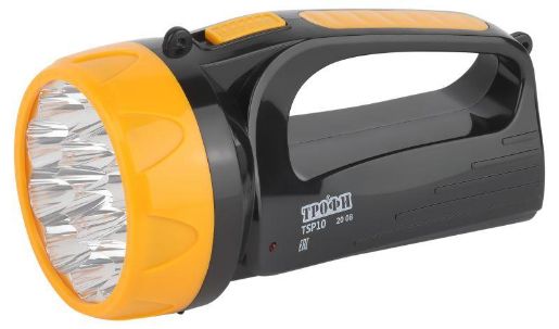 Изображение Фонарь-прожектор аккумуляторный TSP10 15LED 2 режима 4В 1.5А.ч ЗУ 220В (картон. упак.) Трофи Б0016537