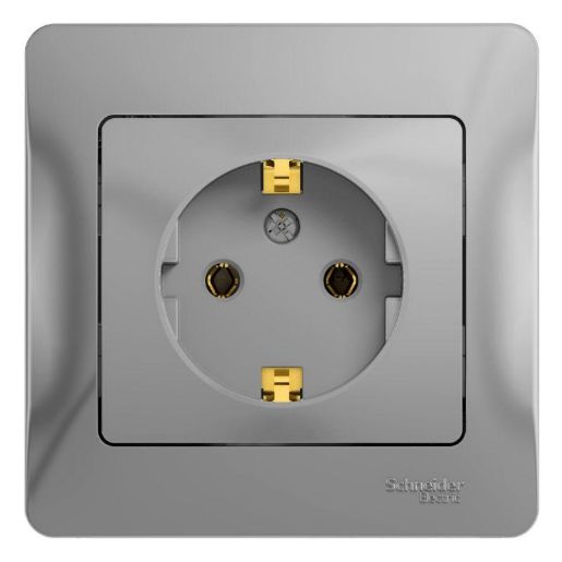 Изображение Розетка 1-м СП Glossa 16А IP20 с заземл. в сборе алюм. SE GSL000342