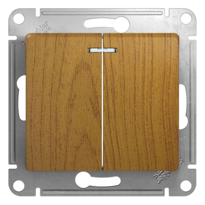 Изображение Выключатель 2-кл. СП Glossa 10А IP20 (сх. 5а) 10AX с подсветкой механизм дуб SE GSL000553