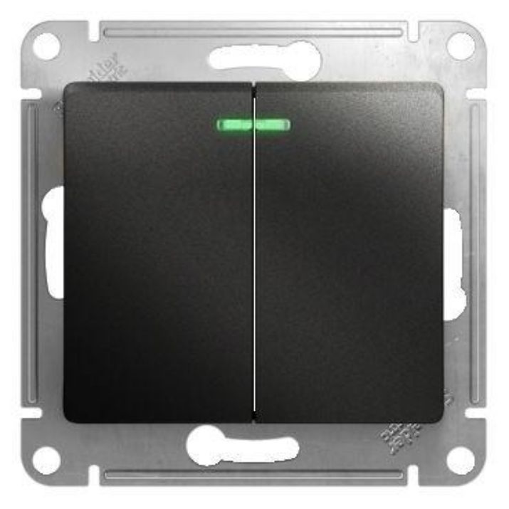 Изображение Выключатель 2-кл. СП Glossa 10А IP20 (сх. 5а) 10AX с подсветкой механизм антрацит SE GSL000753